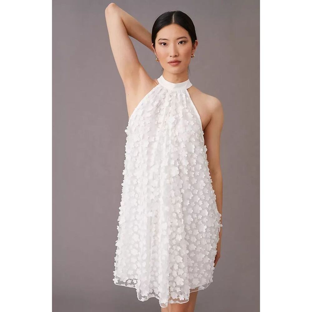 New Anthropologie Eva Franco Halter Swing Mini Dress $190 SIZE 8 White